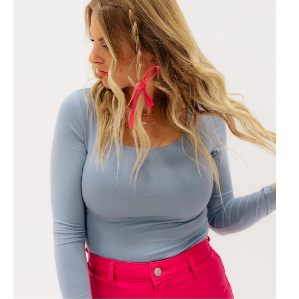 NWT Beloved Long Sleeve Bodysuit Ash Blue Size Large